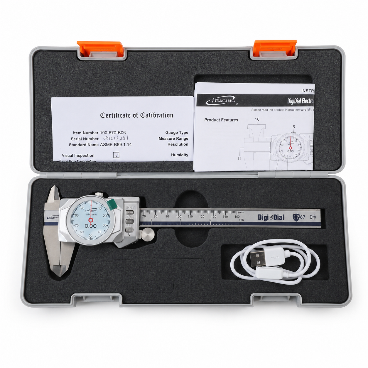 iP67 DigiDial Rechargeable Digital Caliper