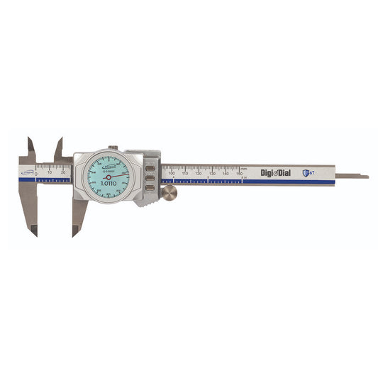 Digital vernier caliper on a white background