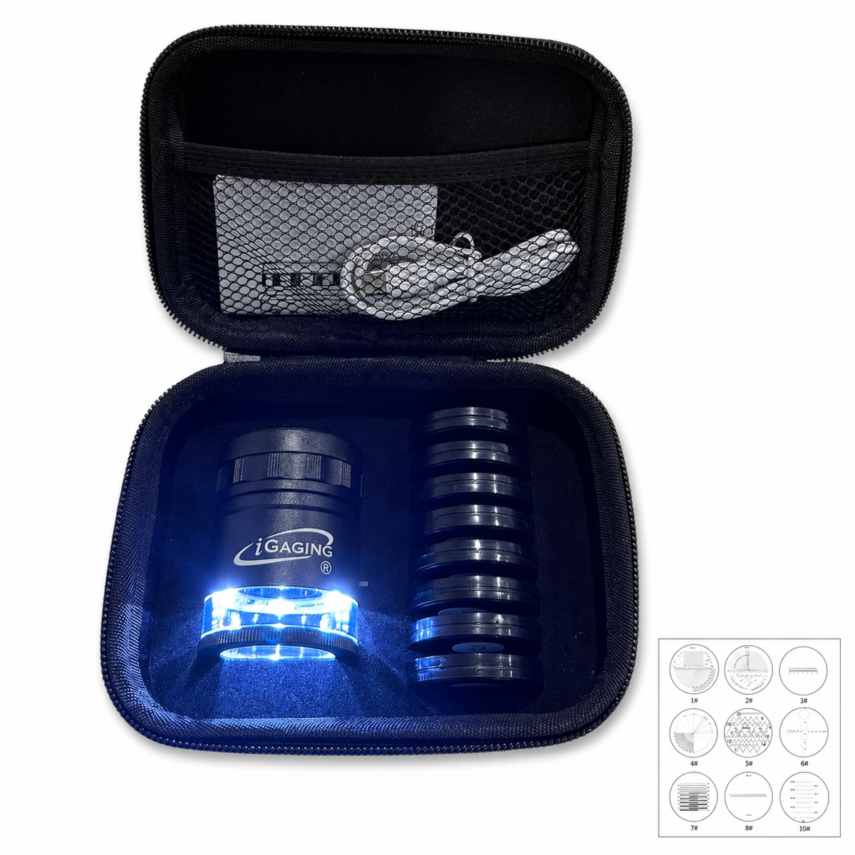 Rechargeable LED 10X Optical Loupe with 9 Reticles
