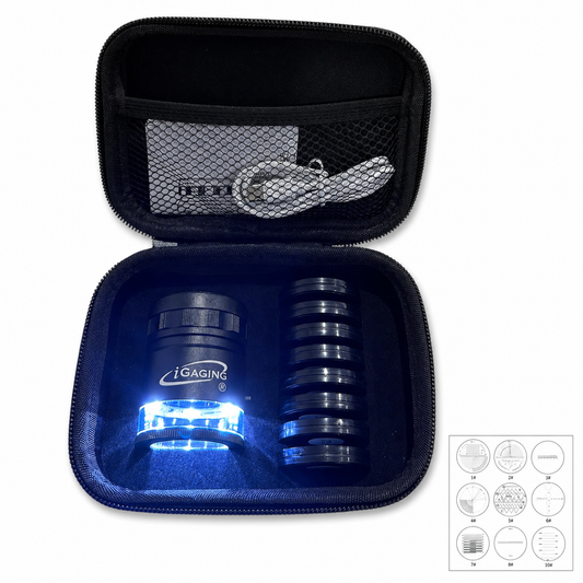 Rechargeable LED 10X Optical Loupe with 9 Reticles